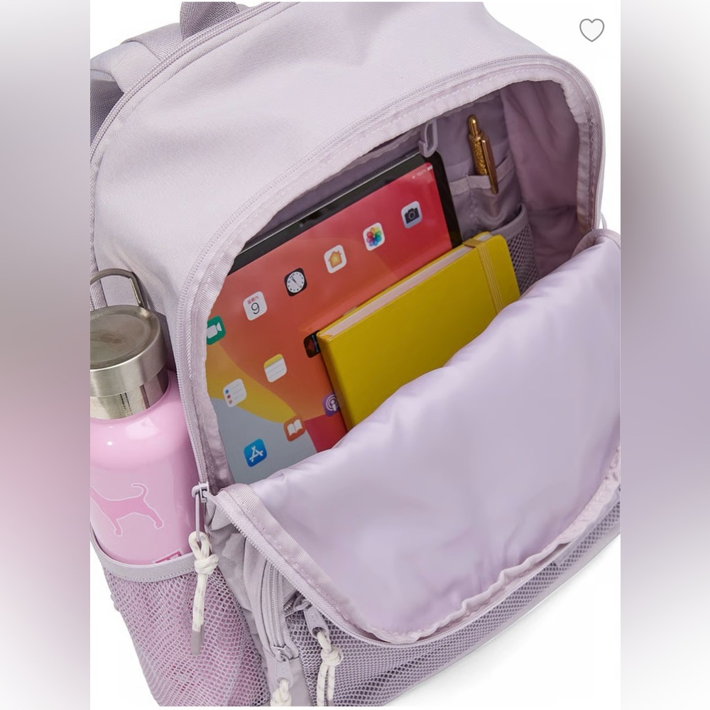 Pink Classic Canvas Backpack In Light Purple/Spring Violet Color. - Picture 6 of 7